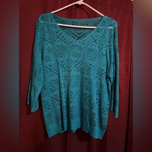 Chic Teal V-Neck Sweater for Women